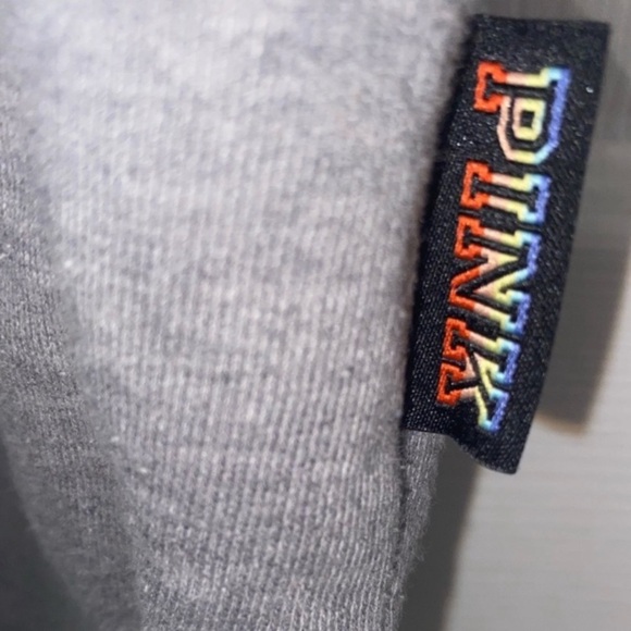 PINK Victorias Secret Woman’s 1/4 Zip Pullover Sweatshirt XS Gray White Stripes - Picture 8 of 12